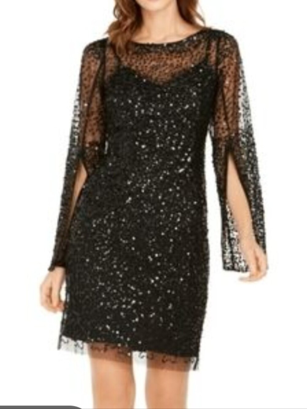 Adrianna Papell Black Sequin Sheath Dress